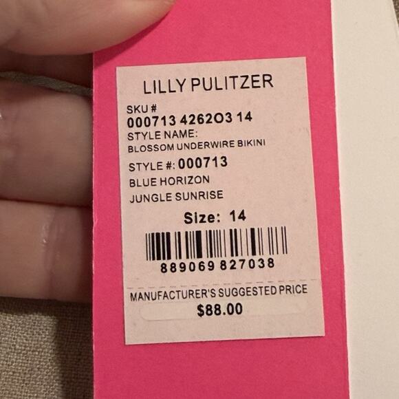 Lilly Pulitzer Bikini Top Size 14 Blossom Blue Horizon Jungle Surprise NWT - Picture 5 of 6